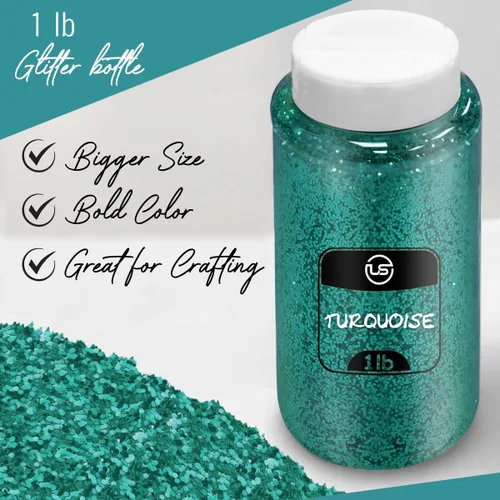 Miniatura 3 de Brillantina a granel, purpurina fina turquesa para manualidades, resina y álbumes de recortes, botellas agitadoras de 1 libra/16 onzas, ideales