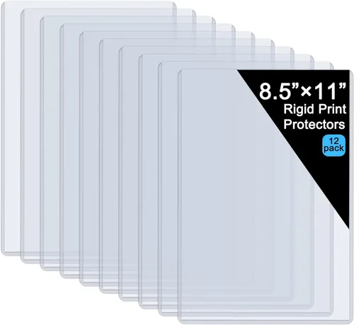 12 protectores de hojas de plástico duro de 8.5 x 11 pulgadas, protector de impresión rígido, fundas de papel impermeables transparentes, fundas 8.5