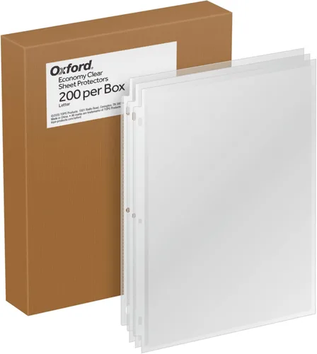 Oxford - Fundas protectoras de hojas con acabado transparente, protectores de páginas para carpetas de 3 anillas, carga superior, fundas de plástico