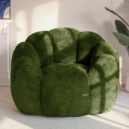 Miniatura 15 de MAXYOYO Puf para adultos, sofá puff en forma de floral, sofá de piel sintética ultrasuave, silla de lectura grande para sala de estar, dormitorio