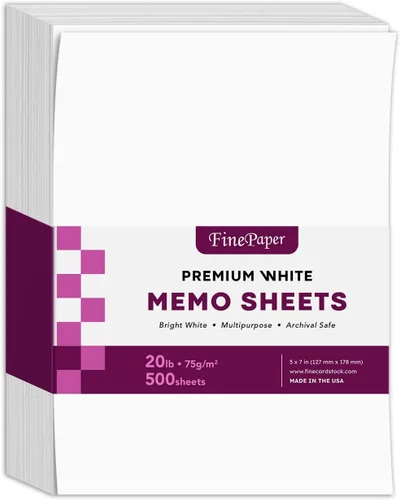 Miniatura 10 de Hojas de notas blancas, papel de 20 libras, 500 hojas por paquete (3 x 5)