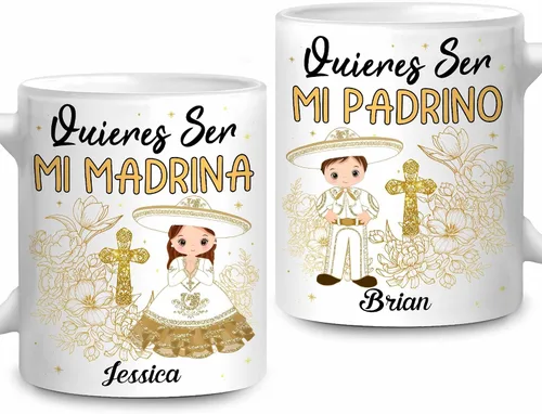 Miniatura 9 de WHIDOBE Juego de tazas de propuesta de padrinos personalizados, juego de tazas de padrino de bautizo personalizado, Bautizo Recuerdos Juego De 2