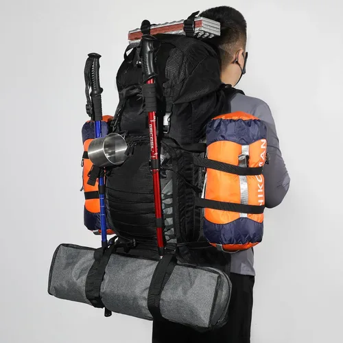 Miniatura 9 de Mochila de senderismo, mochila de campamento de 90 L, resistente al agua, ligera, para deportes al aire libre, bolsa de viaje para camping, Negro