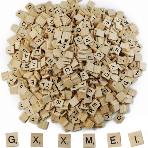 GXXMEI 1000 piezas de fichas de letras de madera, letras mayúsculas de la A a la Z para manualidades, ortografía, fichas de reemplazo para juegos de