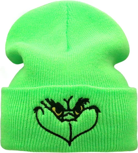 Miniatura 2 de Gorro de Navidad verde de Navidad, gorro cálido y holgado, suave para invierno, divertido gorro de Navidad para hombres y mujeres
