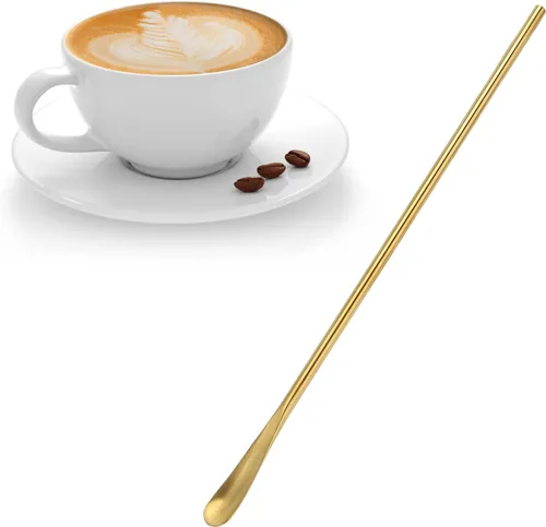 Miniatura 8 de Cuchara de bar agitadores de cóctel para bebidas, cuchara mezcladora de acero inoxidable de 10.2 pulgadas, mango largo, cuchara pequeña para café