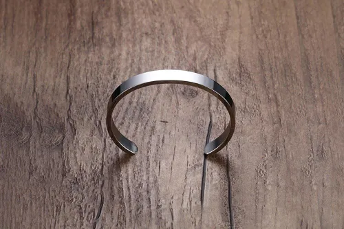 Miniatura 3 de VNOX - Brazalete de acero inoxidable con texto personalizado y mínimo, color negro
