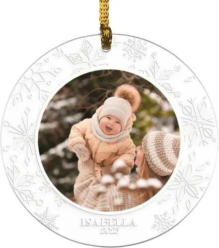 Miniatura 24 de Let's Make Memories Adorno personalizado para la primera Navidad del bebé, adorno de recuerdo 2025, mi primera Navidad, pies de bebé, corazón
