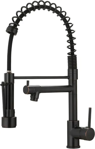 Miniatura 16 de Grifo de cocina negro mate con rociador, AIMADI - Grifo de cocina comercial, de una sola manija, con rociador desplegable de un solo orificio