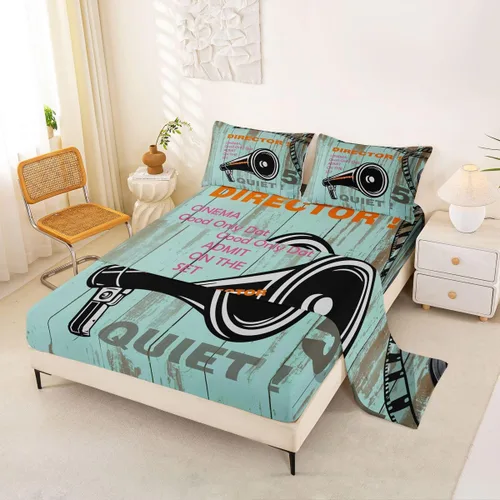 Miniatura 16 de Homewish Juego de sábanas de música de piano, tamaño Queen, juego de ropa de cama de notas musicales de 4 piezas para decoración de habitación