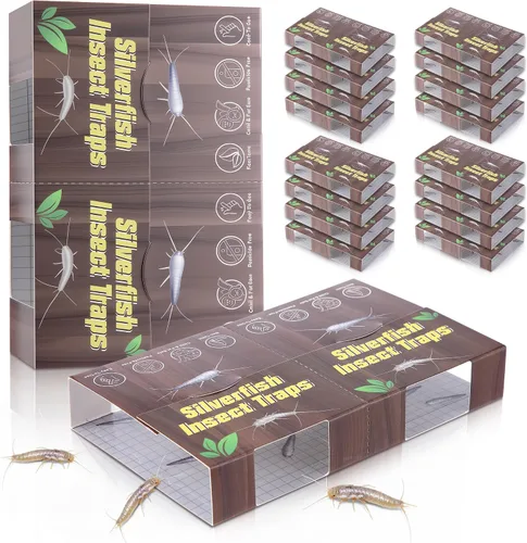 Miniatura 9 de Trampa para insectos de pez plateado, 5 hojas de trampas para peces plateados para interiores para el hogar, no tóxico para hormigas ciempiés