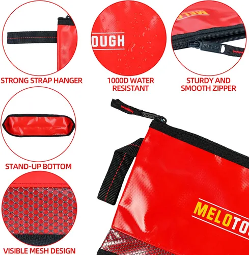 Miniatura 3 de MELOTOUGH Material impermeable 12 pulgadas bolsa de herramientas con cremallera paquete de 2, bolsa de herramientas multiusos para herramientas