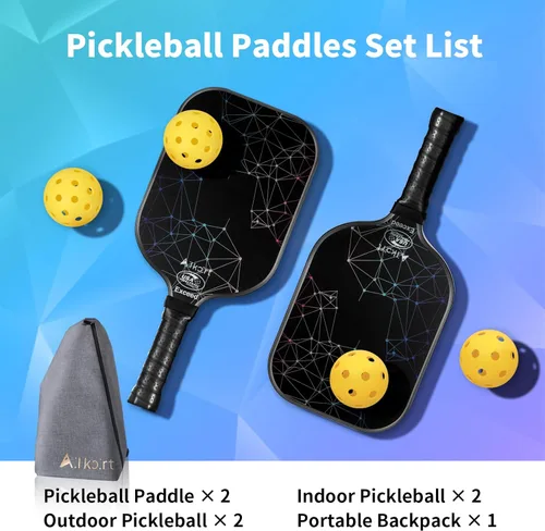 Miniatura 7 de AL Kort - Juego de 2 palas de pickleball de fibra de vidrio, palas ligeras, equipo de pickleball aprobado por USAPA con bolsa y 4 bolas, paquete