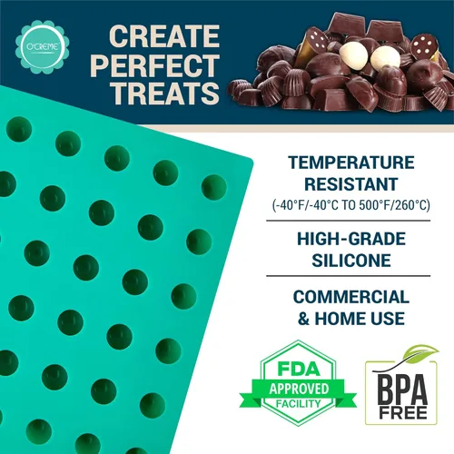Miniatura 3 de O'Creme Molde redondo de silicona para trufas de chocolate, ganache, gelatina, pralinés y caramelos (0.984 in de diámetro x 0.984 in de alto)