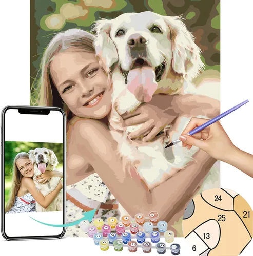 VATO Foto para Pintura por Números DIY Personalizada para Adultos, Tu Propia Imagen Privada Personalizada PBN, con Marco (40,6 cm x 50,8 cm)