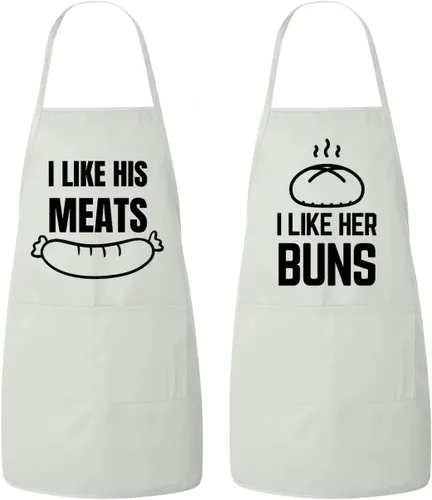 Miniatura 5 de Juego de delantales a juego para él y para ella: I Like her Buns, I Like His Meat, delantales de cocina para parejas, aniversario, regalo de boda