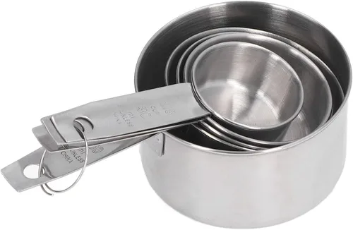 Miniatura 9 de Las tazas de medición del metal conveniente de la escala del claro del acero inoxidable fijaron alta exactitud para la cocina, plateado