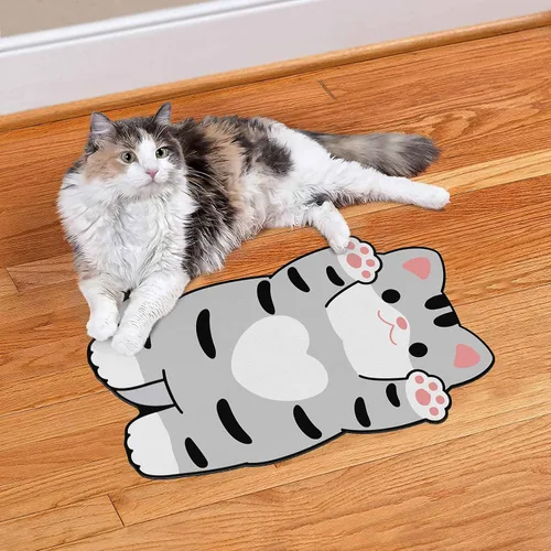 Miniatura 2 de Tapete de comida para gatos de interior – Sin manchas fácil de limpiar suministros para mascotas – Cuencos para gatos