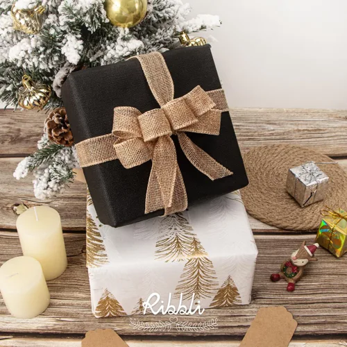 Miniatura 2 de Ribbli Cinta de arpillera natural con alambre, 1 pulgada x 20 yardas continuas, cinta de borde con alambre para coronas, lazos grandes, decoración