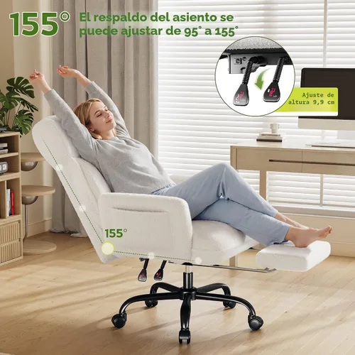 Miniatura 3 de DurayLoly Silla de oficina grande y alta con brazos y respaldo ajustables, silla de oficina ergonómica con reposapiés y tela cómoda para oficina
