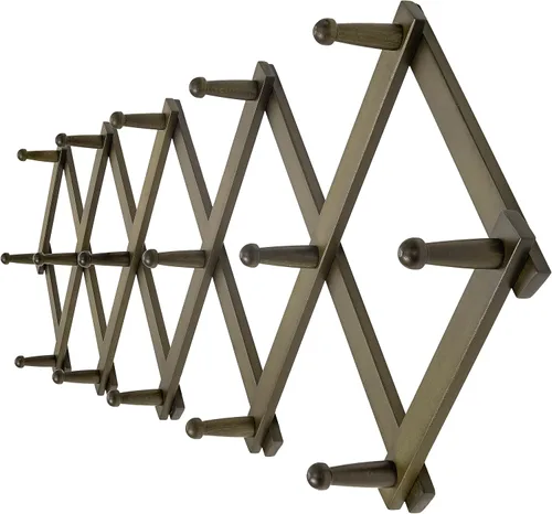 Miniatura 36 de Dseap Acordeón de pared: Perchero de pared expandible de madera de 16" de alto, soporte para sombreros, gancho de acordeón para gorras de béisbol