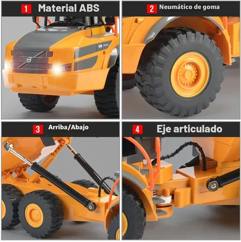 Miniatura 5 de DOUBLE E Volvo RC Camión Volquete de Juguete para Niños, Transportador Articulado, Vehículos de Juguetes de Construcción con Control Remoto