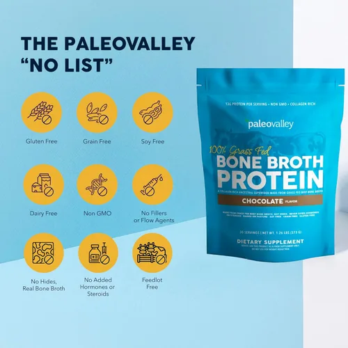 Miniatura 6 de Paleovalley Polvo de proteína de caldo de hueso de res 100% alimentado con pasto, rico en péptidos de colágeno para el cabello, la piel, la salud
