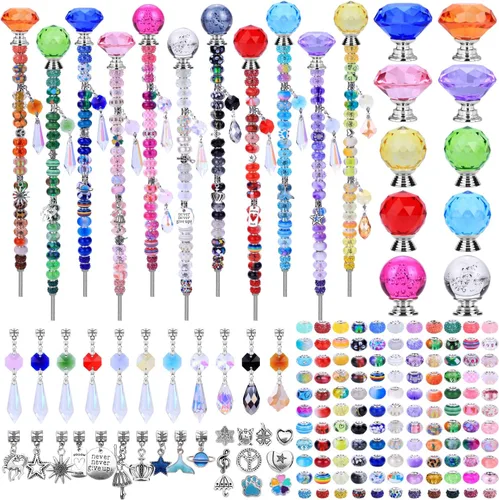 Miniatura 21 de Kit de 158 piezas de varitas de hadas de bricolaje para jardín, múltiples esquemas de color con cuentas europeas, cristales y puntas de diamante