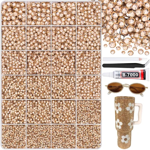 Miniatura 41 de 12000 diamantes de imitación de resina para decorar con brillantes con 3 piezas de pegamento para joyería B7000, 2 cajas de diamantes de imitación