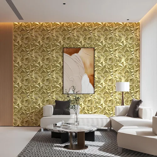 Miniatura 4 de STICKGOO Paneles de pared 3D para decoración de pared interior, paneles de acento de pared de diseño de diamante en oro champán, 30.5 x 30.5 cm
