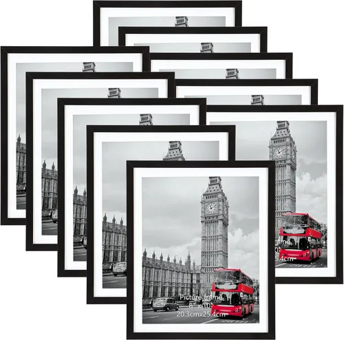 Giftgarden Juego de 10 portarretratos de 8 x 10 pulgadas con paspartú, marcos de 9 x 11 pulgadas con paspartú para fotos de 8 x 10 pulgadas o