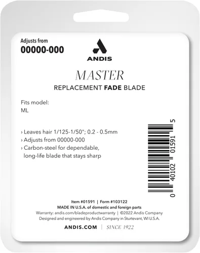 Miniatura 6 de Andis 01820 - cortapelos profesional Fade Master, cortapelos de acero al carbono ajustable, sin huecos, carcasa de aluminio irrompible, cromado