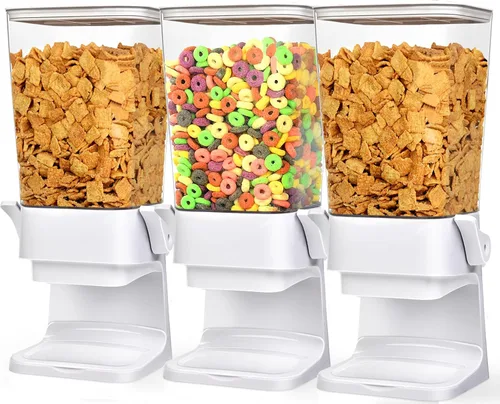 Miniatura 12 de Dispensador de cereales para encimera, contenedores grandes de almacenamiento de cereales, dispensador para despensa, dispensador de alimentos secos
