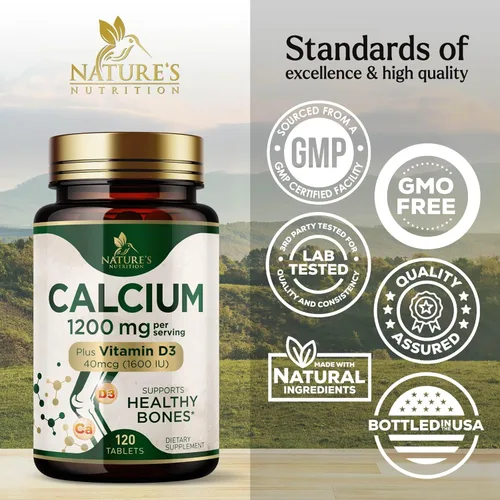 Miniatura 4 de Calcio 1200 mg con vitamina D3 – Suplemento de salud ósea, vitamina D y suplementos de calcio para mujeres y hombres – Fuerza ósea, dientes y apoyo