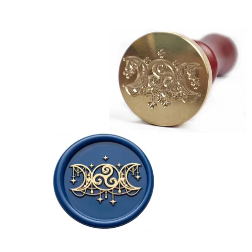 Miniatura 8 de Triskelion, triquetra, vector, diosa, pentáculo, árbol de la vida en triple luna sello sello cera sello, para invitación de boda, tarjetas, cartas