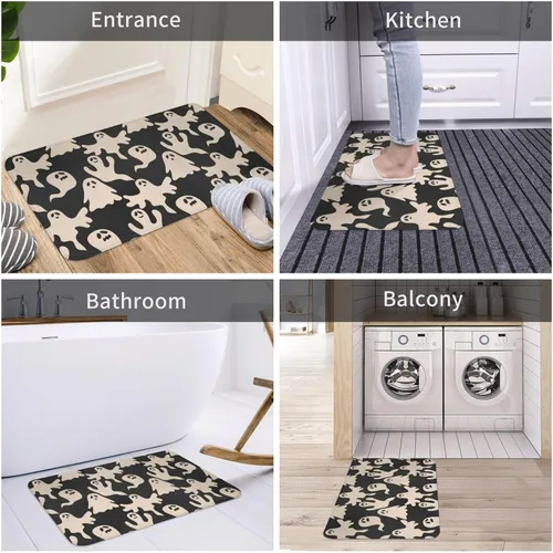 Miniatura 6 de Alfombra de baño de Halloween, bonita alfombra de baño de fantasma, suave, antideslizante, absorbente, alfombra de baño para el hogar, baño