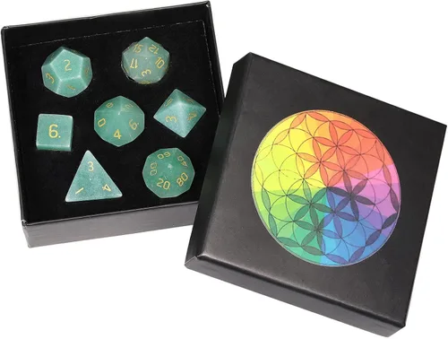 Miniatura 15 de Nupuyai Juego de dados poliédricos D&D de cristal de cuarzo rosa curativo con caja para Calabozos y Dragones, juego de 7 dados de mesa para RPG MTG