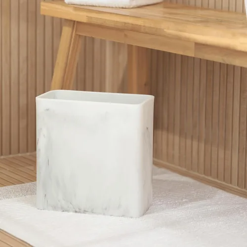 Miniatura 7 de Essentra Home Papelera rectangular de mármol para oficina en casa, dormitorio, baño, cocina, 2.4 galones, capacidad de 9 litros, cabe en espacios