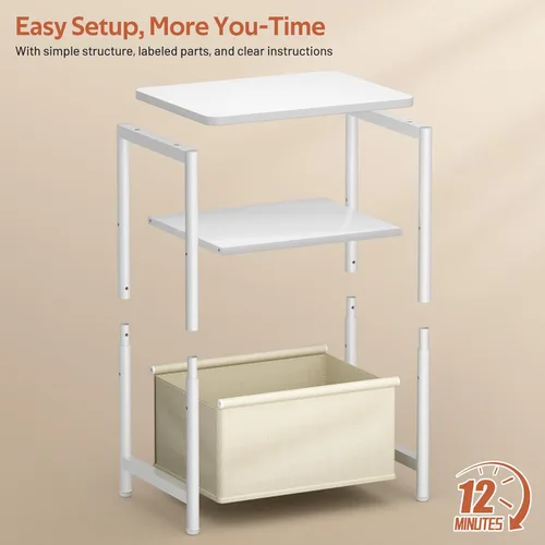 Miniatura 7 de MISSLO Mesita de noche para niños pequeños con cesta de almacenamiento, mesita de noche para niños con mesa grande para sala de estar, fácil