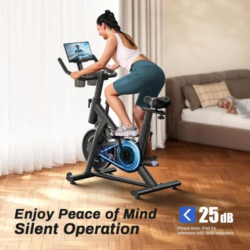 Miniatura 3 de MERACH Bicicleta de Ejercicio, Bicicleta Estática con Pastillas de Freno y App Exclusiva, Bicicleta de Ciclismo Interior de Bajo Ruido con Capacidad