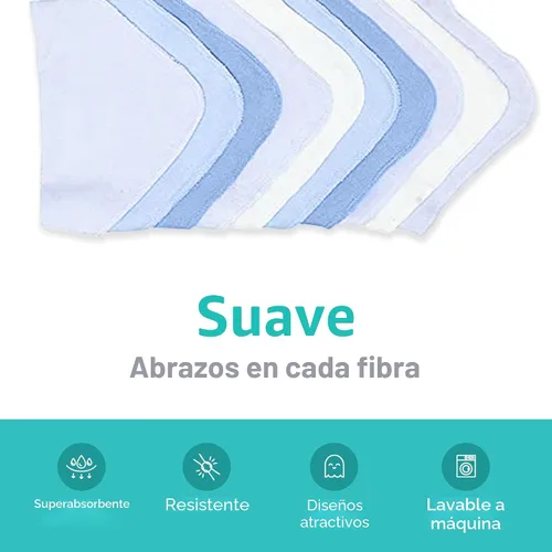 Miniatura 4 de Spasilk Juego de Paños de Lavado para Bebés Recién Nacidos Niños y Niñas, Juego de Paños de Rizo Suave, Paquete de 10, Azul