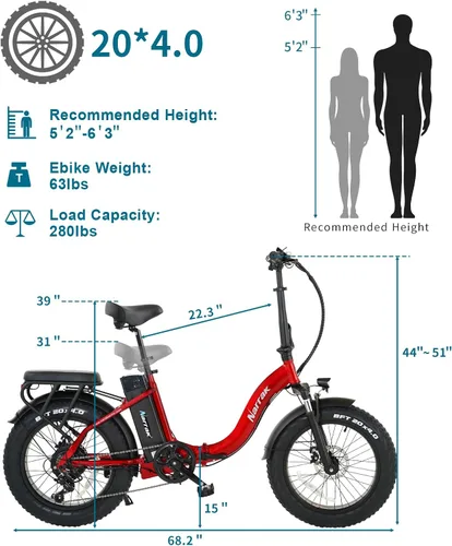 Miniatura 2 de Bicicleta eléctrica plegable con neumáticos gordos Narrak, batería extraíble de litio de 48V y 624Wh, motor sin escobillas de pico de 1100W