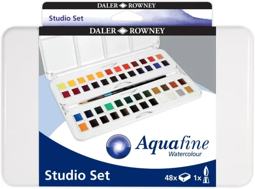 Miniatura 3 de Daler Rowney Daler-Rowney Aquafine - Juego de estudio de acuarela de 48 piezas - Juego de pintura de acuarela para papel de acuarela y más - Juego