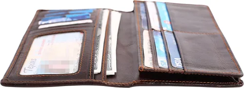 Miniatura 7 de Cartera larga de cuero genuino para mujer