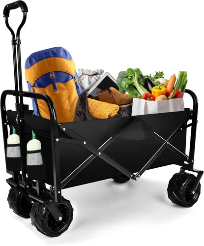 Miniatura 9 de YSSOA Carrito de Jardín Plegable, Rodante y Colapsible, Carrito de Utilidad para Campamento al Aire Libre con Ruedas Giratorias de 360 Grados