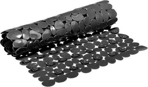 uxcell Tapete de ducha para bañera, 27.5 x 14.2 pulgadas, tapete antideslizante de PVC con agujeros de drenaje, ventosas para bañera, color negro