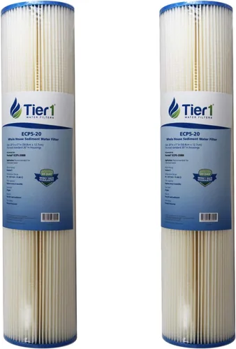 Miniatura 19 de Tier1 Filtro de agua de 30 micras de 20 x 4.5 pulgadas Filtro de agua de sedimentos para toda la casa Cartucho de poliéster plisado Reemplazo