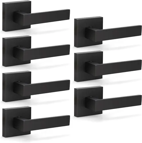 Miniatura 20 de KNOBWELL Paquete de 6 manijas de puerta falsas de color negro mate para puerta interior de armario, pasillo interior, manijas de puerta cuadradas