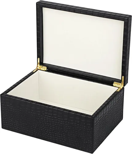 Miniatura 13 de HofferRuffer Caja decorativa de piel sintética, caja de recuerdos de estructura de madera grande, organizador de accesorios, organizador de joyas