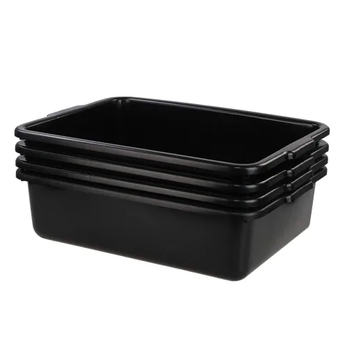 Miniatura 9 de Juego de 4 tinas de plástico para autobús comercial de 8 litros, sartenes rectangulares de plástico negro